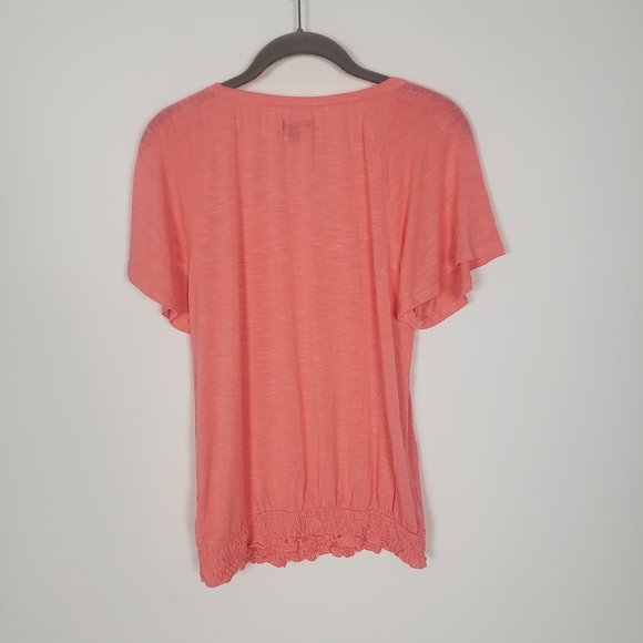 New Directions Peach Flutter Sleeve T-Shirt - Picture 3 of 6